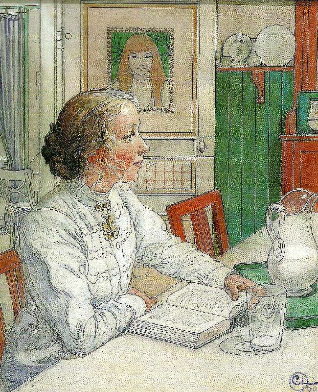 Carl Larsson min aldsta dotter- suzanne med mjolk och bok